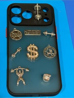 Fitness Charm Phone Case in Teal with Silver Accents